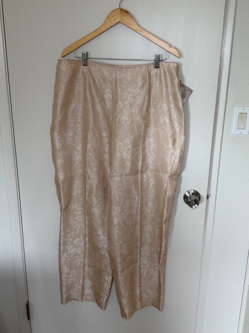 NWT Jones New York 100% Silk Wide Leg Pants 18W Floral Sandwashed Vintage